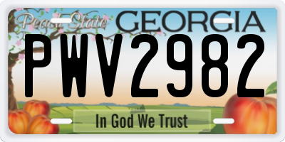 GA license plate PWV2982