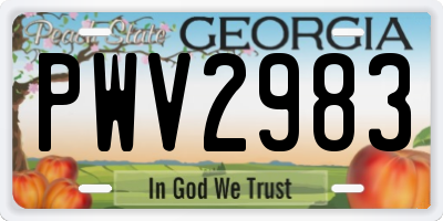 GA license plate PWV2983