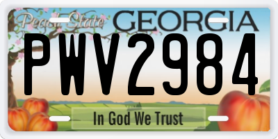 GA license plate PWV2984
