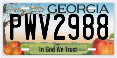 GA license plate PWV2988