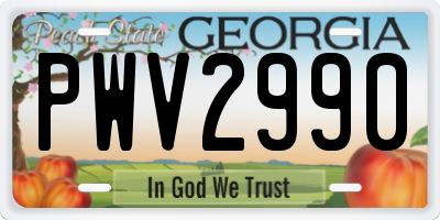 GA license plate PWV2990