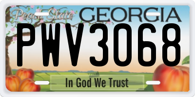 GA license plate PWV3068