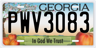 GA license plate PWV3083