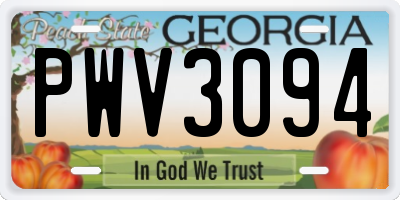 GA license plate PWV3094