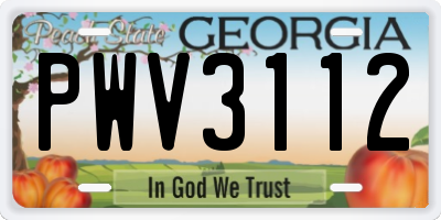 GA license plate PWV3112