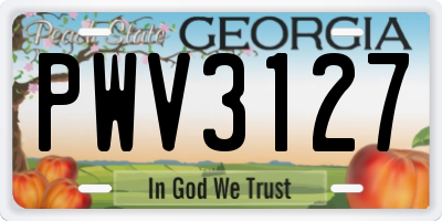 GA license plate PWV3127