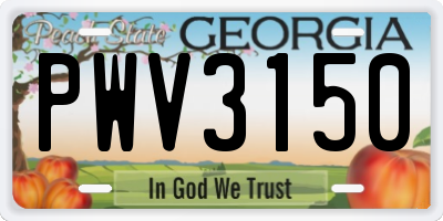GA license plate PWV3150