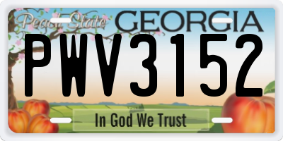 GA license plate PWV3152