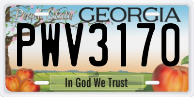 GA license plate PWV3170