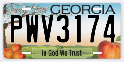 GA license plate PWV3174