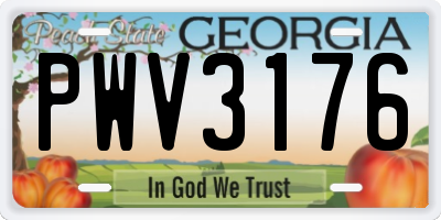 GA license plate PWV3176