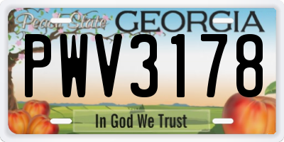 GA license plate PWV3178