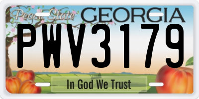 GA license plate PWV3179