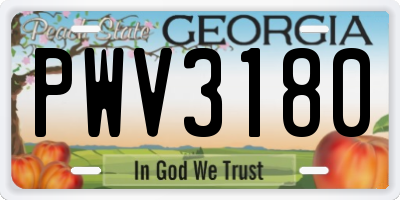 GA license plate PWV3180