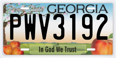 GA license plate PWV3192