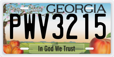 GA license plate PWV3215