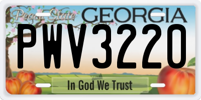 GA license plate PWV3220