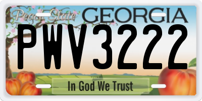 GA license plate PWV3222