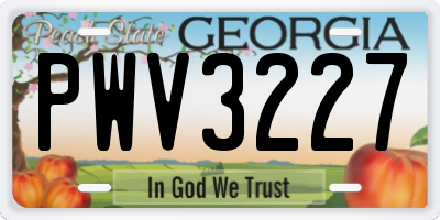 GA license plate PWV3227