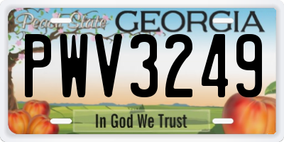 GA license plate PWV3249