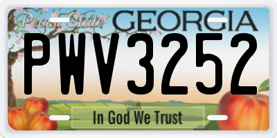 GA license plate PWV3252
