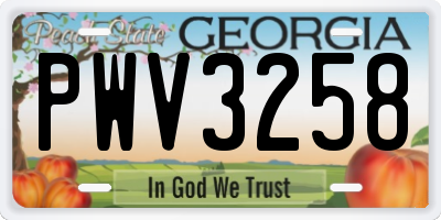 GA license plate PWV3258