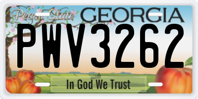 GA license plate PWV3262