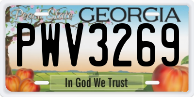 GA license plate PWV3269