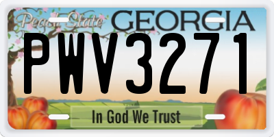 GA license plate PWV3271