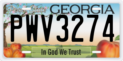 GA license plate PWV3274