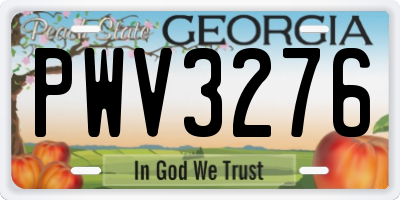 GA license plate PWV3276