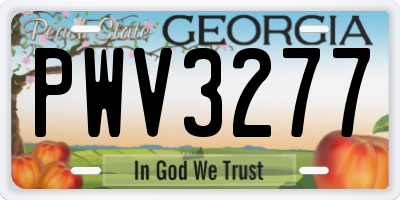 GA license plate PWV3277
