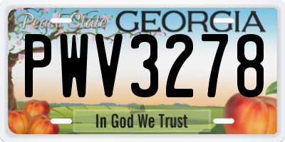 GA license plate PWV3278