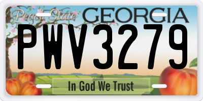 GA license plate PWV3279