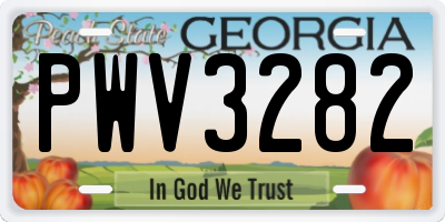GA license plate PWV3282