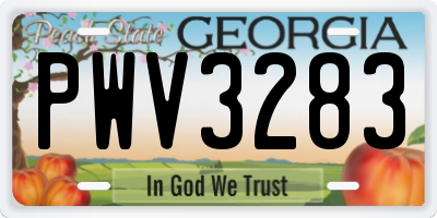 GA license plate PWV3283