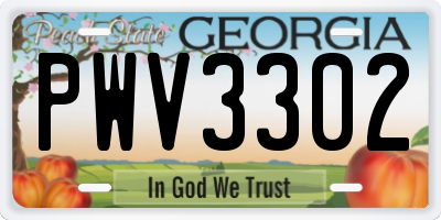 GA license plate PWV3302