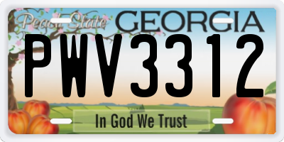 GA license plate PWV3312