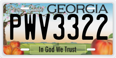 GA license plate PWV3322