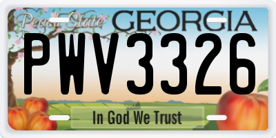 GA license plate PWV3326