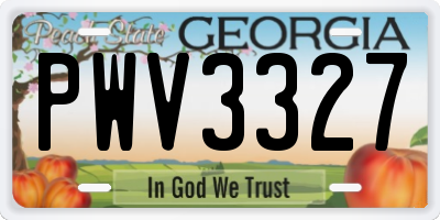 GA license plate PWV3327
