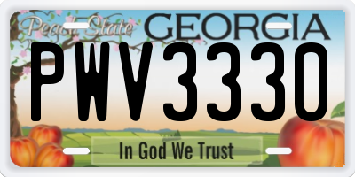 GA license plate PWV3330