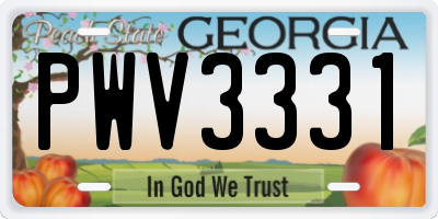 GA license plate PWV3331