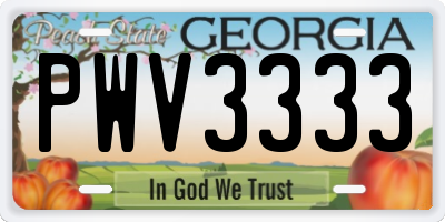 GA license plate PWV3333
