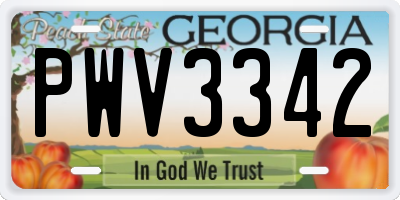 GA license plate PWV3342