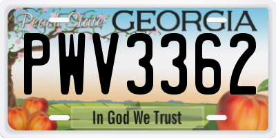 GA license plate PWV3362