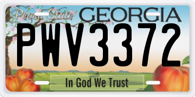 GA license plate PWV3372