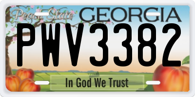 GA license plate PWV3382