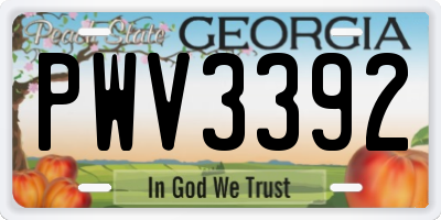 GA license plate PWV3392