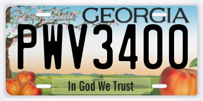 GA license plate PWV3400
